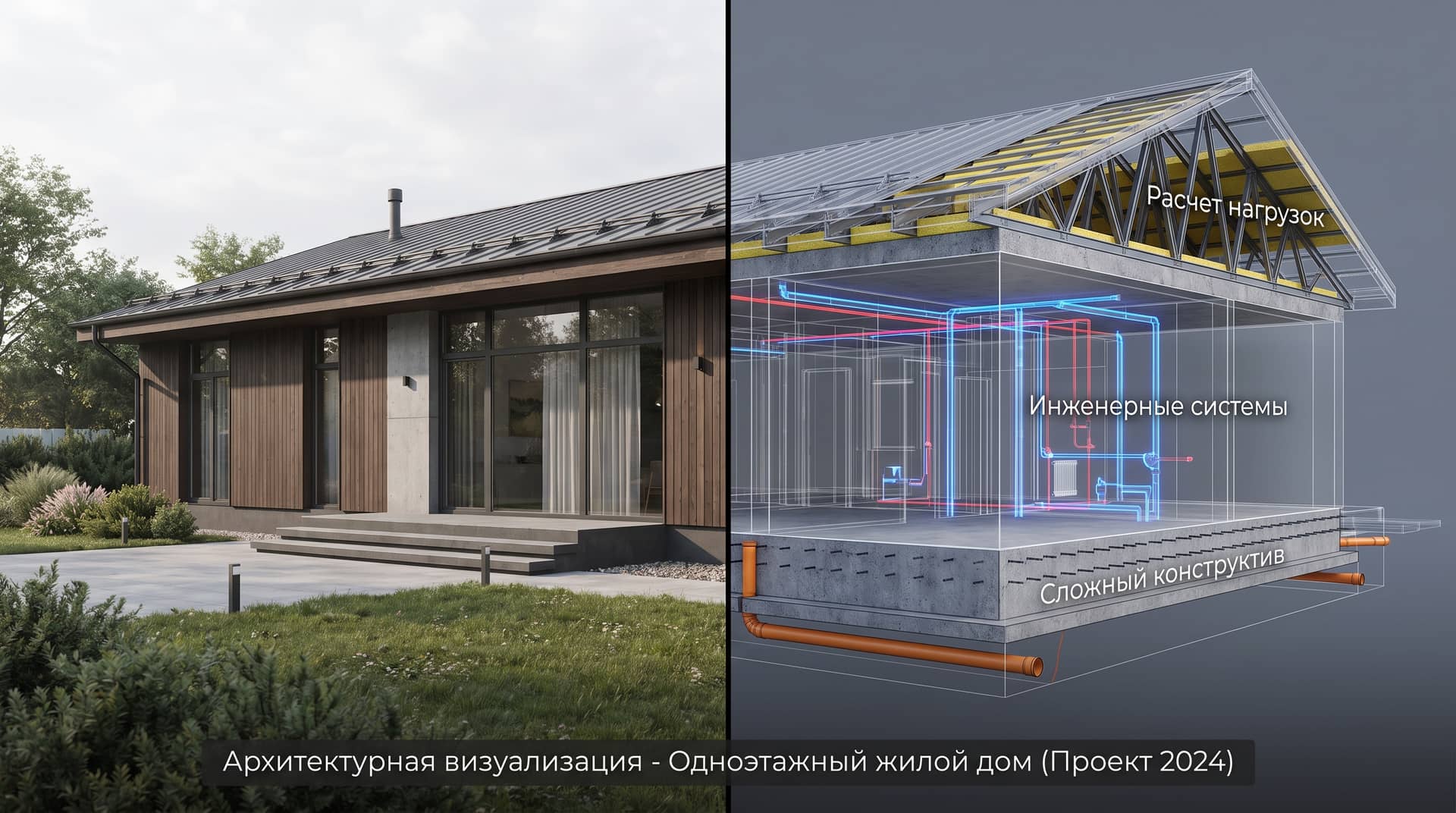 Одноэтажный дом из газобетона