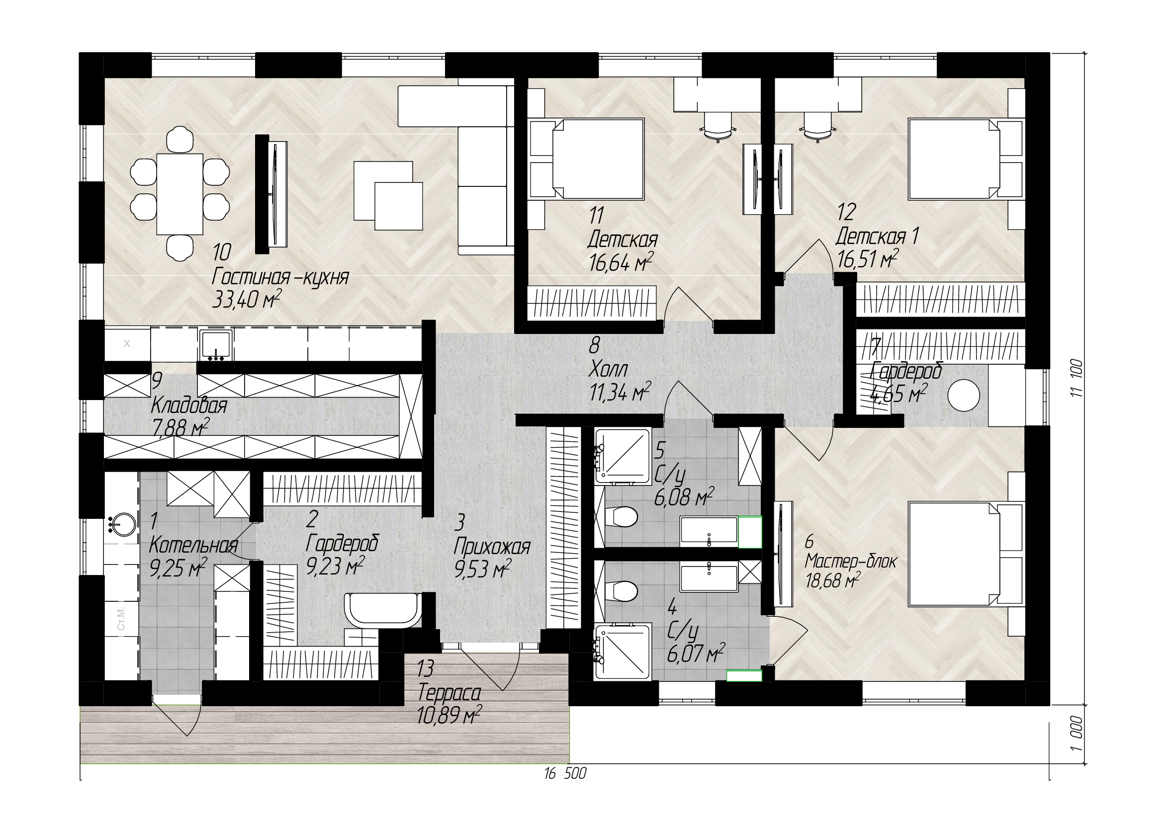 Планировка дома Maxima-150 — схема помещений площадью 150 м²